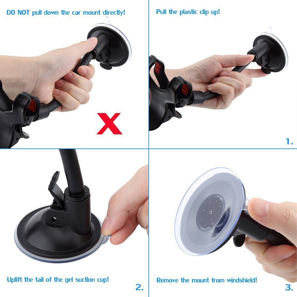 Car Phone Mount Windshield , Long Arm Clamp ivoler Universal Dashboard with Double Clip Strong Suction Cup Cell Phone Holder for
