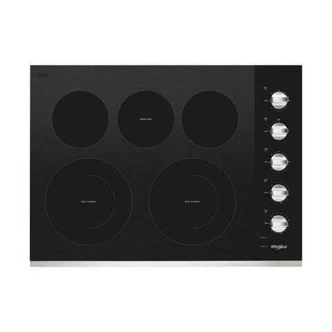 ESTUFA EMPOTRABLE ELÉCTRICA WHIRLPOOL VITROCERAMICA 30” 5 QUEMADORES CRISTAL TEMPLADO-NEGRO