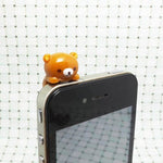 ZOEAST Adorable Brown Hanging Rilakkuma Bear Dust Plug 3.5mm Phone Accessory Cell Phone Plug iPhone Dust Plug Samsung Plug Phone Charm Headphone Jack Earphone Cap Ear Cap Dust Plug (Brown Bear)