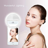 Selfie Ring Light, Oternal Rechargeable Portable Clip-on Selfie Fill Light with 36 LED for iPhone Android Smart Phone Photography, Camera Video, Girl Makes up (White)