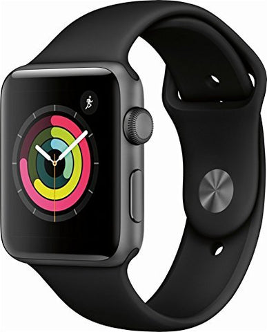 Apple Watch Series 3 (GPS), 42mm Space Gray Aluminum Case with Black Sport Band - MQL12LL/A (Renewed)