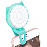 iPhone Camera Selfie Ring Light, Rechargeable Portable Clip-on Mini Selfie Light with 32 LED, Cute Cat Shape, 9 Flash Lights for iPad, Phone, Sumsung Galaxy, Android, Camera, Tablet, Laptop (Blue)