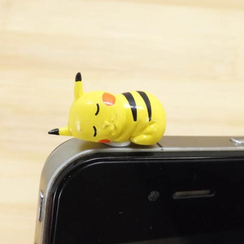 ZOEAST(TM) Cute Pikachu Stitch Dust Plug 3.5mm Phone Plug Headphone Jack Earphone Cap Ear Cap Plug Charm Compatible with iPhone 5 5S SE 6 6S Plus Ipad 2 3 4 Mini Ipod (Sleeping Pikachu)