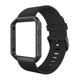 Simpeak for Fitbit Blaze Bands with Frame, Silicone Replacement Band Strap with Frame Case for Fit bit Blaze Smart Fitness Watch, Small/Large