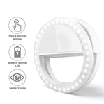 Selfie Ring Light, Oternal Rechargeable Portable Clip-on Selfie Fill Light with 36 LED for iPhone Android Smart Phone Photography, Camera Video, Girl Makes up (White)