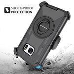 Galaxy S7 Case, DUEDUE Ring Kickstand Belt Clip Holster,Shockproof Heavy Duty Hybrid Hard PC Soft Silicone Full Body Rugged Protective Case for Samsung Galaxy S7 (G930), Black