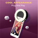 Selfie Ring Light,Easy Clip On 3 Levels of Brightness with Rechargeable (Battery) for iPhone,Samsung,iPad.Black