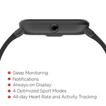 Amazfit Bip Smartwatch by Huami with All-Day Heart Rate and Activity Tracking, Sleep Monitoring, GPS, Ultra-Long Battery Life, Bluetooth, US Service and Warranty (A1608 Black)