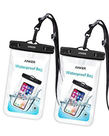 Anker Universal Waterproof Case, IPX8 Waterproof Phone Pouch Dry Bag for iPhone X / 8 / 8 Plus, Samsung Galaxy S8 / S7, Samsung Note Series, Google Pixel 2, up to 6 Inches—2 Pack