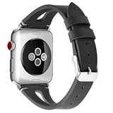 Kaome Leather Band Compatible for Apple Watch Band 40mm 38mm,44mm 42mm Slim Elegant Strap, Women Replacement Bands for iWatch Series 4, Series 3, Fashionable Feminine Breathable Slit Design