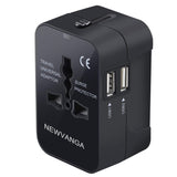 NEWVANGA International Universal All in One Worldwide Travel Adapter Wall Charger AC Power Plug Adapter with Dual USB Charging Ports for USA EU UK AUS European Cell Phone Laptop