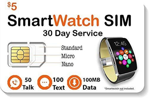 SpeedTalk Mobile $5 Smart Watch SIM Card for 2G 3G 4G LTE GSM Smartwatches and Wearables - 30 Day Service