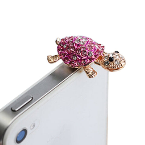 Mosichi Lovely Turtle Rhinestone Anti Dust Plug Earphone 3.5mm Ear Jack for iPhone Samsung Galaxy (Rose-Red)