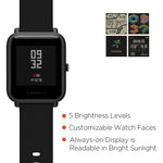 Amazfit Bip Smartwatch by Huami with All-Day Heart Rate and Activity Tracking, Sleep Monitoring, GPS, Ultra-Long Battery Life, Bluetooth, US Service and Warranty (A1608 Black)