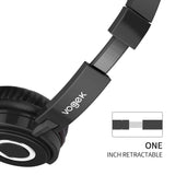 On Ear Headphones with Mic, Vogek Lightweight Portable Fold-Flat Stereo Bass Headphones with 1.5M Tangle Free Cord and Microphone-Black