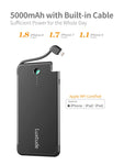 Luxtude PowerEasy 5000mAh Ultra Slim Portable Charger for iPhone, Apple Certified Power Bank with Built in Lightning Cable, Fast Charging External Battery Pack for iPhone Xs/XR/X/8/7/6/6S and iPad