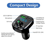 Bluetooth FM Transmitter for Car Radio, SONRU Wireless Bluetooth FM Radio Adapter Music Player Car Kit with Hands Free Calling and QC3.0 Fast Charge USB Port, Support TF Card, USB Disk