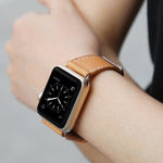 MARGE PLUS Compatible with Apple Watch Band 42mm 44mm, Genuine Leather Replacement Band Compatible with Apple Watch Series 4 (44mm) Series 3 Series 2 Series 1 (42mm) Sport and Edition, Brown