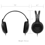 Panasonic Headphones RP-HT161-K Full-Sized Over-the-Ear Lightweight Long-Corded (Black)