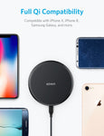 Anker Wireless Charger, Qi-Certified Ultra-Slim Wireless Charger Compatible iPhone Xs Max/XS/XR/X/8/8 Plus, Galaxy S9/S9+/S8/S8+/Note 8 and More, PowerPort Wireless 5 Pad (No AC Adapter)