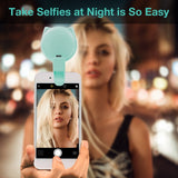 iPhone Camera Selfie Ring Light, Rechargeable Portable Clip-on Mini Selfie Light with 32 LED, Cute Cat Shape, 9 Flash Lights for iPad, Phone, Sumsung Galaxy, Android, Camera, Tablet, Laptop (Blue)