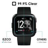 EZCO Compatible Fitbit Versa & Versa Lite Edition Screen Protector (4-Pack), Waterproof Tempered Glass Screen Protector Cover Saver Compatible Fitbit Versa Smart Watch Scratch Resist Anti-Bubble