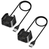 QIBOX Compatible Fitbit Versa Charger, 2-Pack Replacement USB Charging Cable Dock Stand Compatible Fitbit Versa/Lite Edition/Special Edition Smartwatch, (3 feet) Sturdy Power Charging Cord