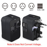 NEWVANGA International Universal All in One Worldwide Travel Adapter Wall Charger AC Power Plug Adapter with Dual USB Charging Ports for USA EU UK AUS European Cell Phone Laptop