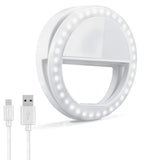 Selfie Ring Light, Oternal Rechargeable Portable Clip-on Selfie Fill Light with 36 LED for iPhone Android Smart Phone Photography, Camera Video, Girl Makes up (White)