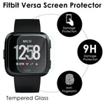 EZCO Compatible Fitbit Versa & Versa Lite Edition Screen Protector (4-Pack), Waterproof Tempered Glass Screen Protector Cover Saver Compatible Fitbit Versa Smart Watch Scratch Resist Anti-Bubble