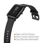 Amazfit Bip Smartwatch by Huami with All-Day Heart Rate and Activity Tracking, Sleep Monitoring, GPS, Ultra-Long Battery Life, Bluetooth, US Service and Warranty (A1608 Black)