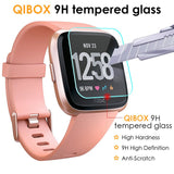 QIBOX Screen Protector Compatible Fitbit Versa & Versa Lite Edition, 3-Pack Waterproof Tempered Glass Screen Protector Compatible Fitbit Versa Smart Watch [Ultra Clear/Scratch Resistant/Anti-Bubble]