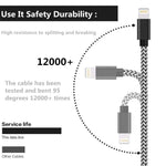 iPhone Charger,Sharllen MFi Certified iPhone Charging Cable 3 Pack 6FT Nylon Braided USB Fast Charging&Syncing Cord Cables Compatible iPhone XS/Max/XR/X/8/8Plus/7/7P/6S/iPad/IOS White Black