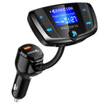 VicTsing (Upgraded Version) QC3.0 Bluetooth FM Transmitter for Car, Wireless Radio Adapter Hands-Free Car Kit with Power On/Off Switch and Large Display, Dual USB Ports, U Disk, TF Card MP3 Player