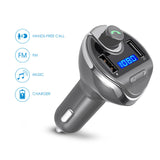 Criacr Bluetooth FM Transmitter for Car, Wireless FM Transmitter Radio Adapter Car Kit, Universal Car Charger with Dual USB Charging Ports, Hands Free Calling for All Smartphones.(Grey)