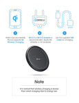 Seneo 10W Fast Wireless Charger, Qi-Certified Wireless Charging Pad, 7.5W Compatible iPhone Xs Max/Xs/XR/X/8/8P/New Airpods, 10W Compatible Galaxy S10/S9/S9+/S8/Note 9/8 (No AC Adapter)