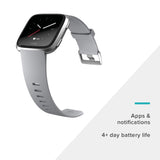 Fitbit Versa Smart Watch, Gray/Silver Aluminium, One Size (S & L Bands Included)