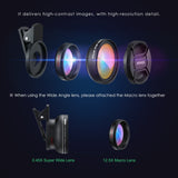 AMIR Phone Camera Lens, 0.45X Super Wide Angle Lens + 12.5X Macro Lens, Clip-On 2 in 1 Professional for iPhone Lens Kit for iPhone 8, X/7, 6/6 Plus/5s, Samsung & Smartphones