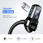 Bluetooth FM Transmitter for Car, QC3.0 Fast Charger Fm Transmitter Bluetooth, Bluetooth Radio Adapter Wireless Car Adapter Hands-Free Kit for AUX Input/Output, TF Card and U Disk by Ainope