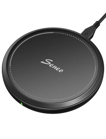 Seneo 10W Fast Wireless Charger, Qi-Certified Wireless Charging Pad, 7.5W Compatible iPhone Xs Max/Xs/XR/X/8/8P/New Airpods, 10W Compatible Galaxy S10/S9/S9+/S8/Note 9/8 (No AC Adapter)