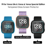 EZCO Compatible Fitbit Versa & Versa Lite Edition Screen Protector (4-Pack), Waterproof Tempered Glass Screen Protector Cover Saver Compatible Fitbit Versa Smart Watch Scratch Resist Anti-Bubble