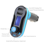 SOONHUA Car Bluetooth FM Transmitter, Wireless in-Car Radio Bluetooth Adapter 5in1 Car Kit Music Player Hand-Free Calling with Remote AUX Cable Dual USB Support SD/TF Card for iPhone Samsung (Blue)