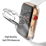 Julk Series 3 42mm Case for Apple Watch Screen Protector, iWatch Overall Protective Case TPU HD Clear Ultra-Thin Cover for Apple Watch Series 3 (42mm)(2-Pack)