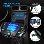 VicTsing (Upgraded Version) QC3.0 Bluetooth FM Transmitter for Car, Wireless Radio Adapter Hands-Free Car Kit with Power On/Off Switch and Large Display, Dual USB Ports, U Disk, TF Card MP3 Player