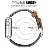 SKYLET Band Compatible with Apple Watch 38mm 42mm 44mm 40mm, Canvas Fabric Genuine Leather Straps with Metal Clasp Compatible with Apple Watch Series 4 Series 2 Series 1 Series 3 Men Women(No Tracker)