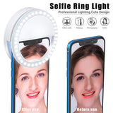 Meifigno Selfie Phone Camera Ring Light with [Rechargeable] 36 LED Light, 3-Level Adjustable Brightness On-Video Lights Clips On Night Makeup Light Compatible for iPhone Samsung Photography (White)