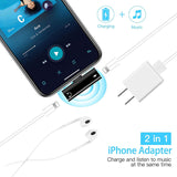 Raytine Headphone Adapter for iPhone X/XS/XS MAX/XR/8/ 8Plus/ 7/7 Plus Headset Adaptor Splitter Mini Earphone Connector Convertor 2 in 1 Accessories Cables Call Charge Music Wire Control - Blackout