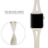 Secbolt Leather Bands Compatible with Apple Watch, 38mm 40mm Series 4 3 2 1, Slim Strap with Breathable Hole Replacement Wristband for Iwatch Nike+ Edition, Beige