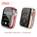 [2-Pack] Julk Case for Apple Watch Series 4 Screen Protector 40mm, 2018 New iWatch Overall Protective Case TPU HD Ultra-Thin Cover for Apple Watch Series 4 (1 Rose Pink+1 Transparent)