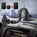 IPOW Long Arm Universal Magnetic Cradle Windshield Dashboard Cell Phone Mount Holder with 4 Metal Plates, Soft Firm Goose Arm and Enhanced Suction Cup